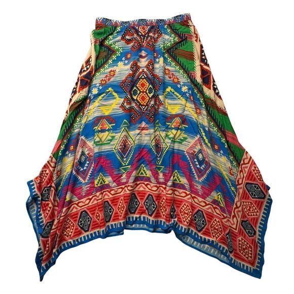 Flying Tomato Sz L Asymmetric Skirt Geometric Aztec Southwest Boho Gypsy Festiva - Picture 1 of 11